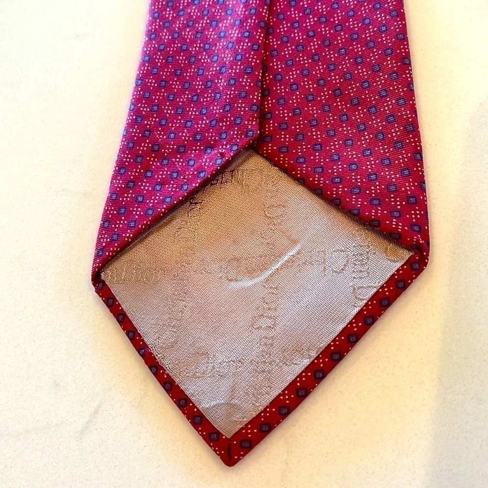 Christian Dior Geometric Silk Necktie Red